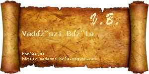 Vadászi Béla névjegykártya